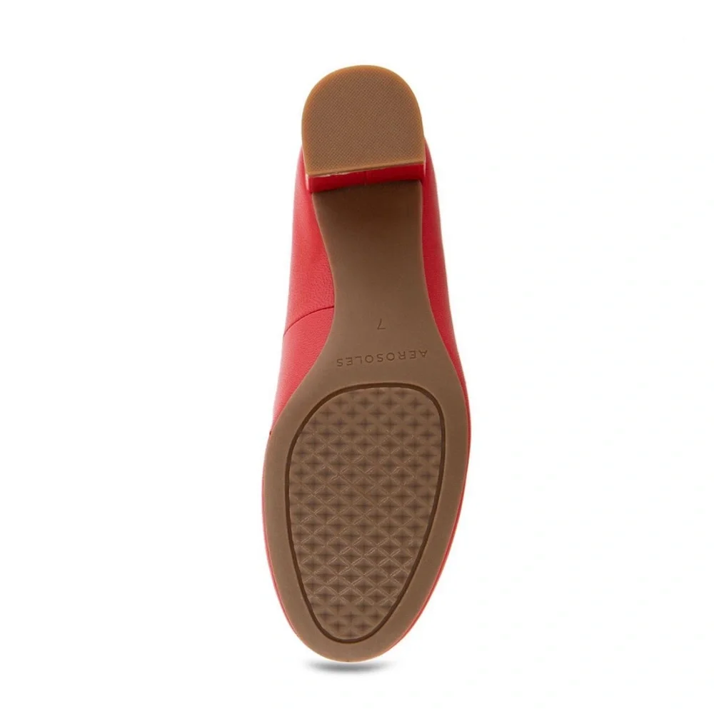 Aerosoles Ebel Dress Mid Heel Pumps- Red - Size 9W Wide Width